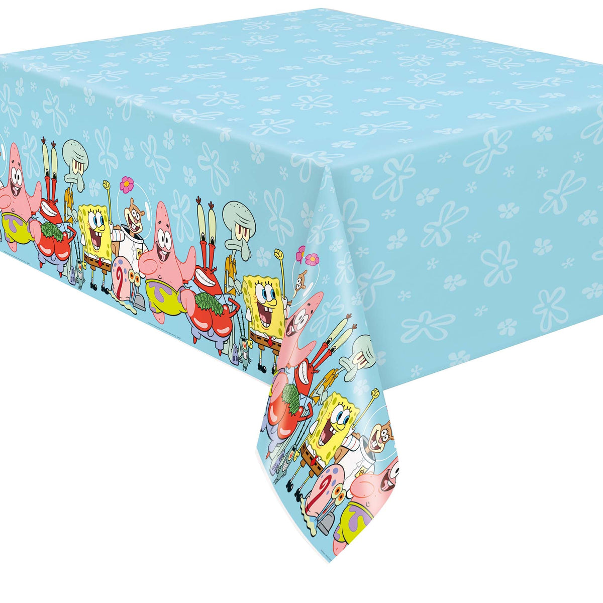 AMSCAN CA Kids Birthday SpongeBob SquarePants Rectangular Plastic Table Cover, 54 x 95 Inches, 1 Count
