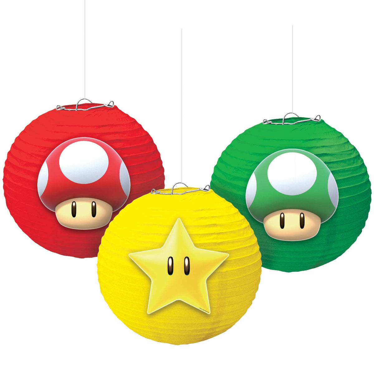 AMSCAN CA Kids Birthday Super Mario Bros Birthday Paper Lanterns, 3 Count