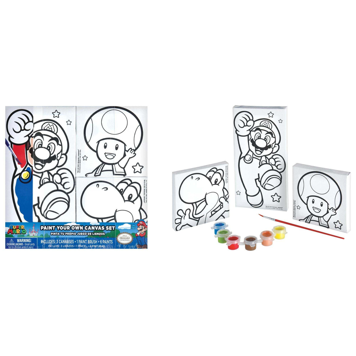 AMSCAN CA Kids Birthday Super Mario Bros Paint Your Own Canvas Set, 1 Count