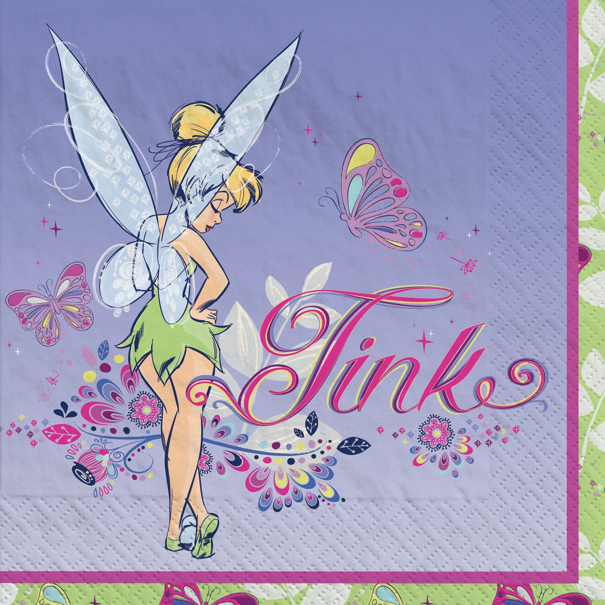AMSCAN CA Kids Birthday Tinker Bell Birthday Large Lunch Napkins, 16 Count
