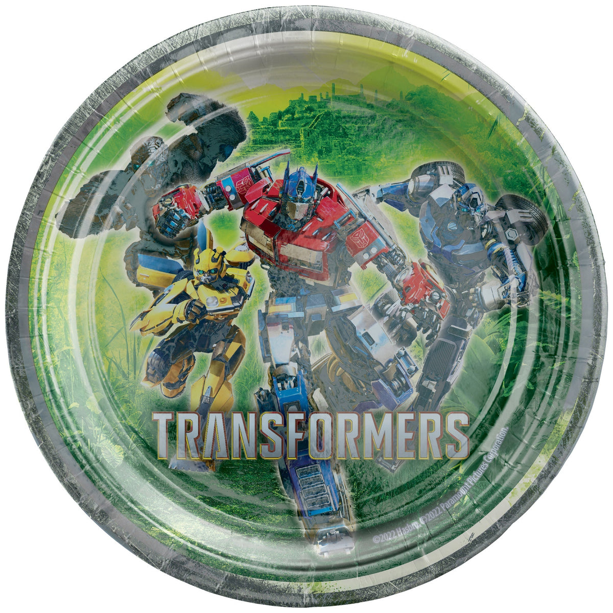 AMSCAN CA Kids Birthday Transformers: Rise of the Beasts Birthday Large Round Lunch Paper Plates, 9 Inches, 8 Count 192937420119