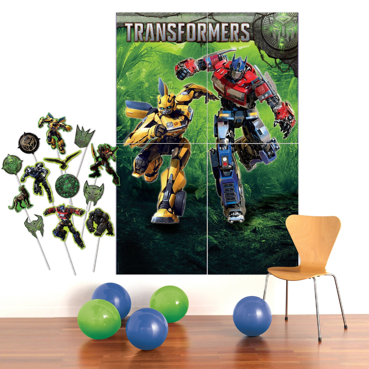 AMSCAN CA Kids Birthday Transformers: Rise of the Beasts Birthday Scene Setter with Props, 1 Count 192937420188