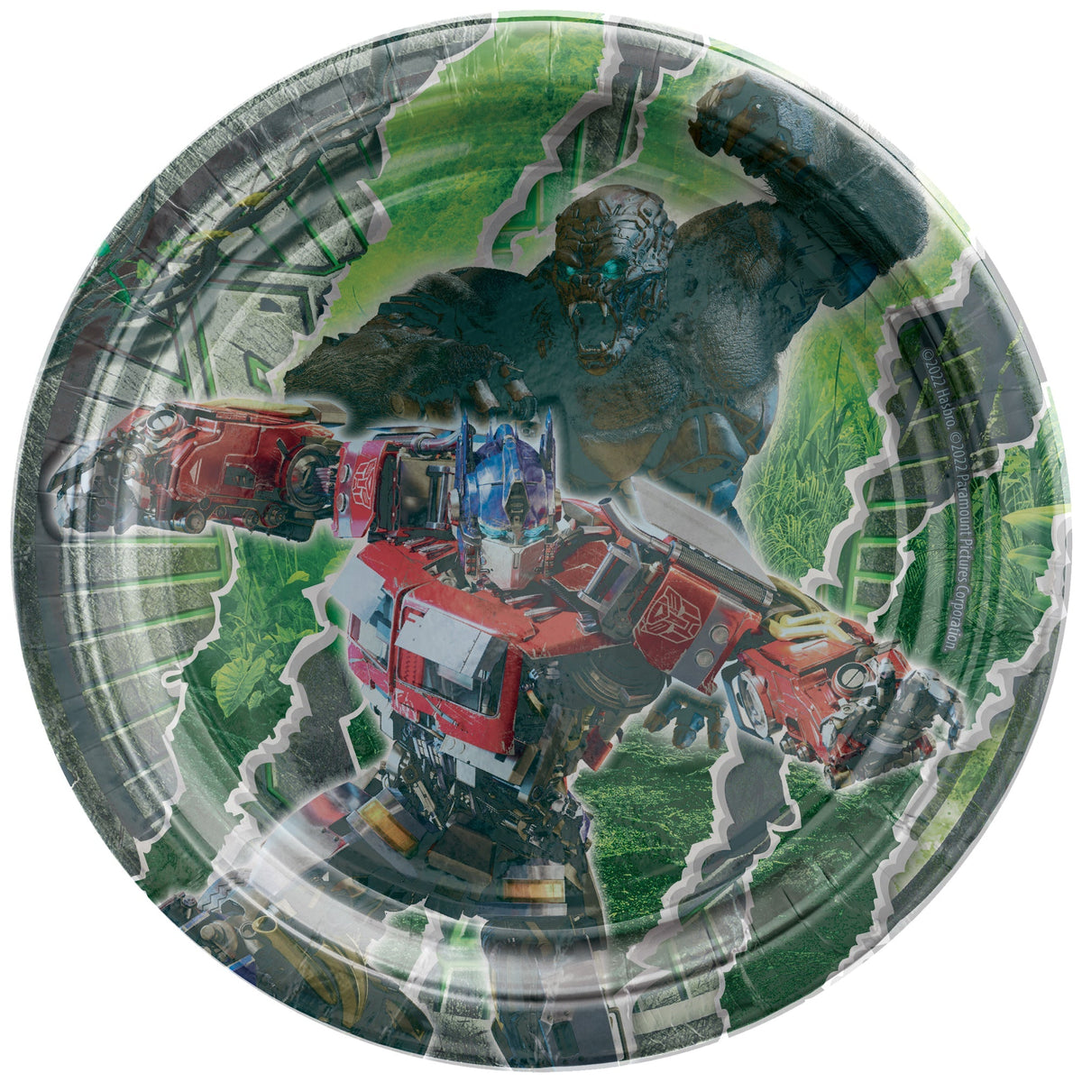 AMSCAN CA Kids Birthday Transformers: Rise of the Beasts Birthday Small Round Dessert Paper Plates, 7 Inches, 8 Count 192937420126