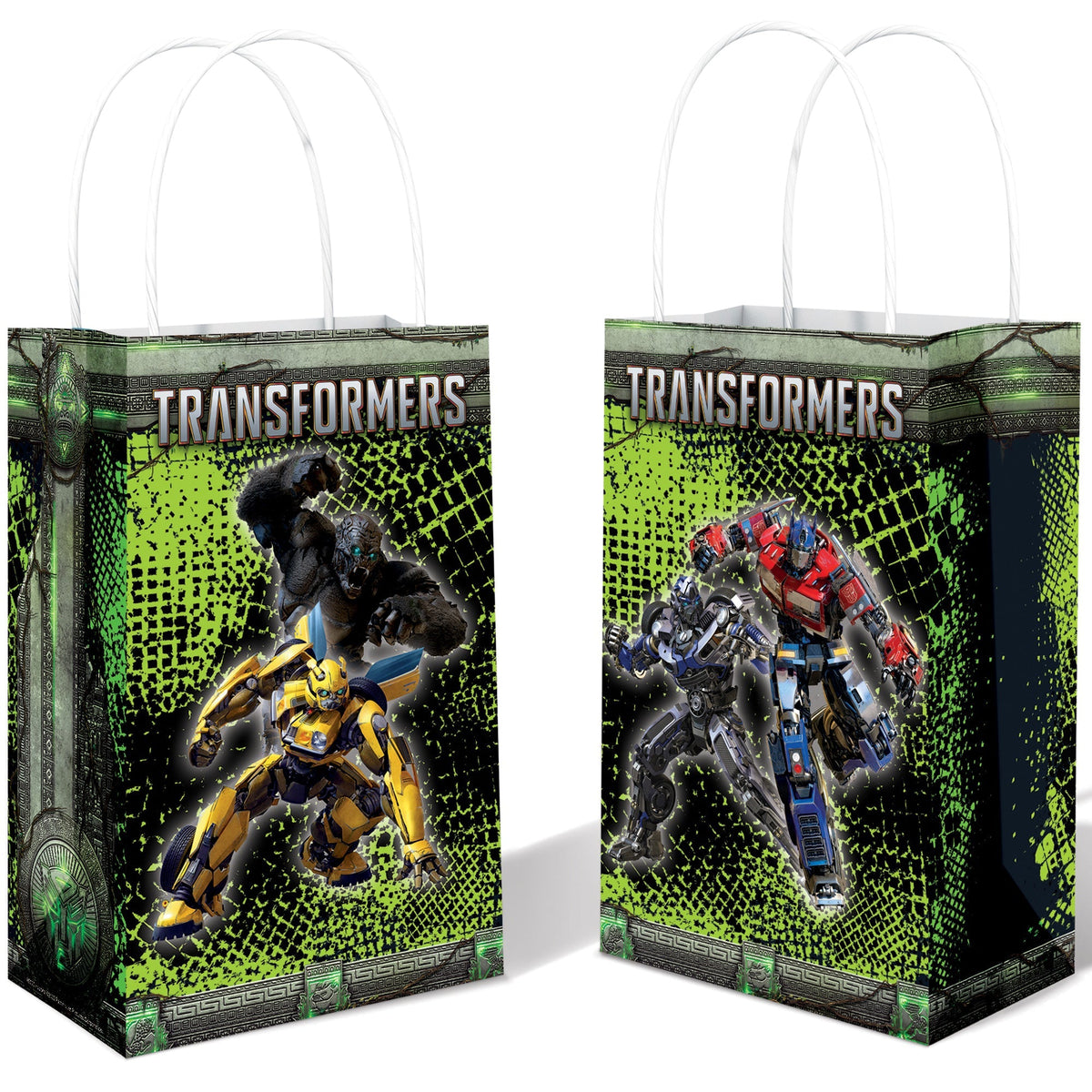 AMSCAN CA Kids Birthday Transformers: Rise of the Beasts Printed Plastic Favour Bags, 8 Count 192937420195