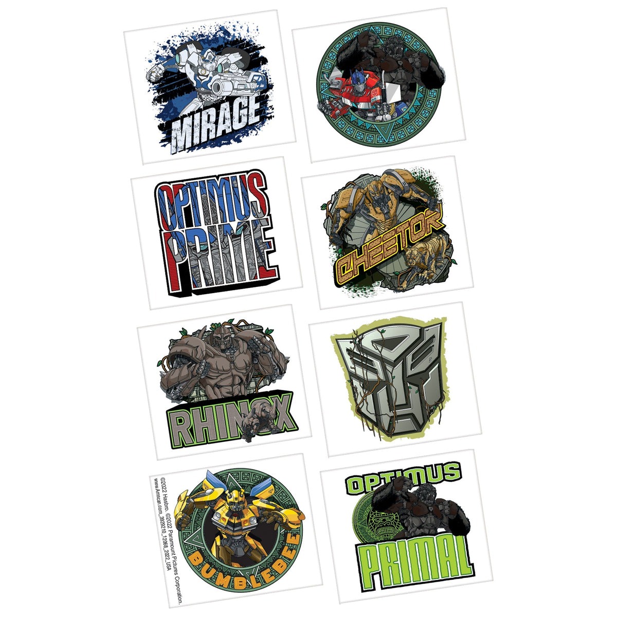 AMSCAN CA Kids Birthday Transformers: Rise of the Beasts Tattoo Favour, 8 Count 192937420201