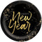 AMSCAN CA New Year Cheers for the NY Large Round Lunch Paper Plates, Black and Gold, 10 Inches, 20 Count 192937474396