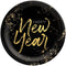 AMSCAN CA New Year Cheers for the NY Large Round Lunch Paper Plates, Black and Gold, 10 Inches, 20 Count 192937474396