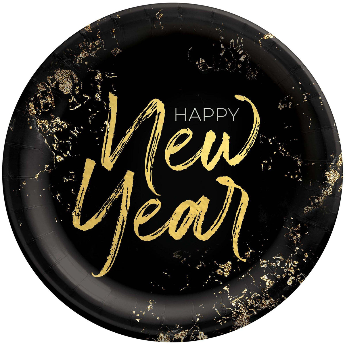 AMSCAN CA New Year Cheers for the NY Large Round Lunch Paper Plates, Black and Gold, 10 Inches, 20 Count 192937474396