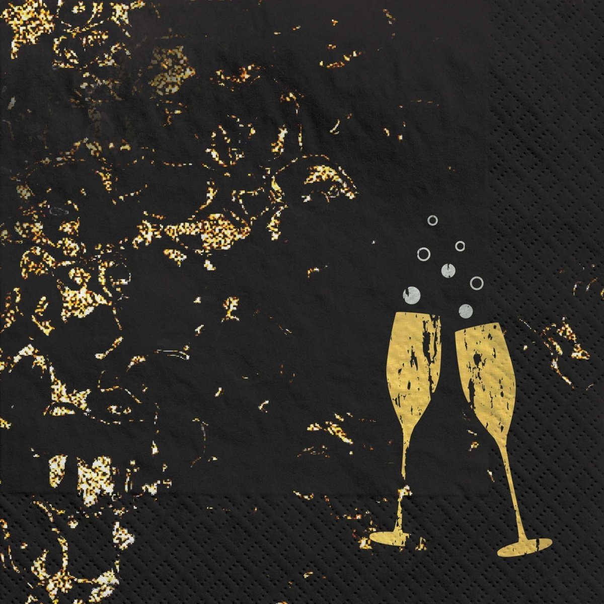AMSCAN CA New Year Cheers for the NY Small Beverage Napkins, Black and Gold, 40 Count 192937468432