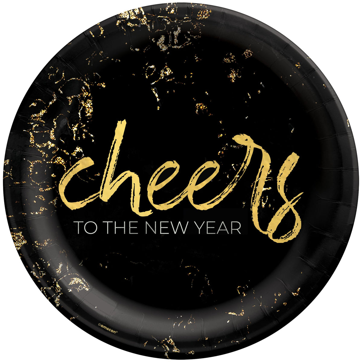 AMSCAN CA New Year Cheers for the NY Small Round Dessert Paper Plates, Black and Gold, 7 Inches, 20 Count 192937463543
