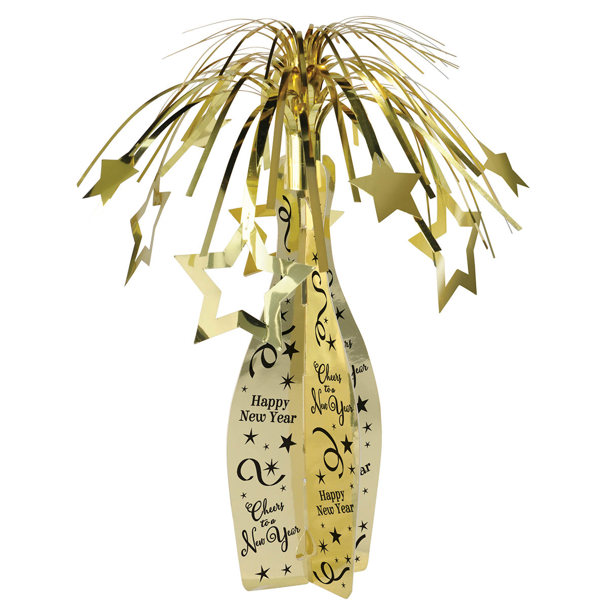 AMSCAN CA New Year Gold Champagne Bottle Centerpiece, 19 Inches, 1 Count