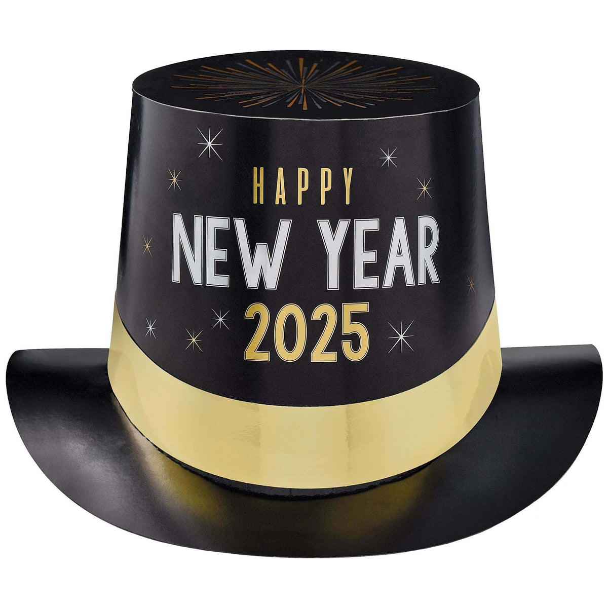 AMSCAN CA New Year Happy New Year 2025 Foil Black Top Hat, 1 Count 192937515150