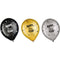 AMSCAN CA New Year Happy New Year Latex Balloons, Black, Gold and Silver, 12 Inches, 15 Count