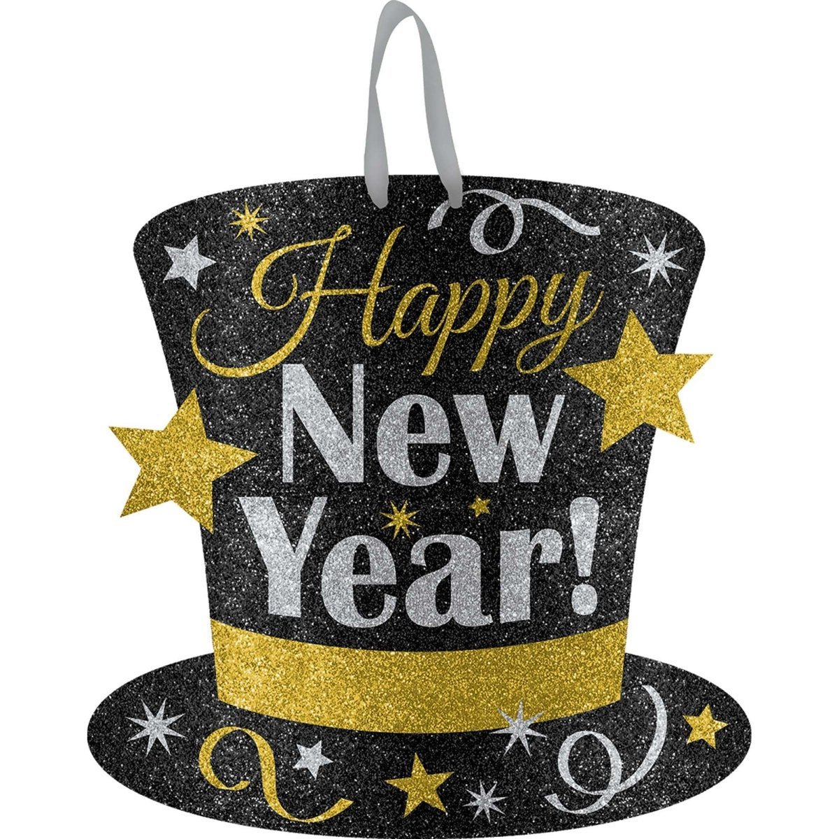 AMSCAN CA New Year Happy New Year Top Hat Hanging Sign, 1 Count