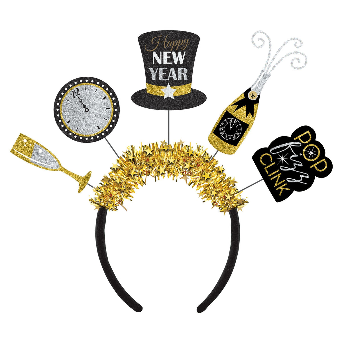 AMSCAN CA New Year New Year Black Headband with Cutouts, 1 Count