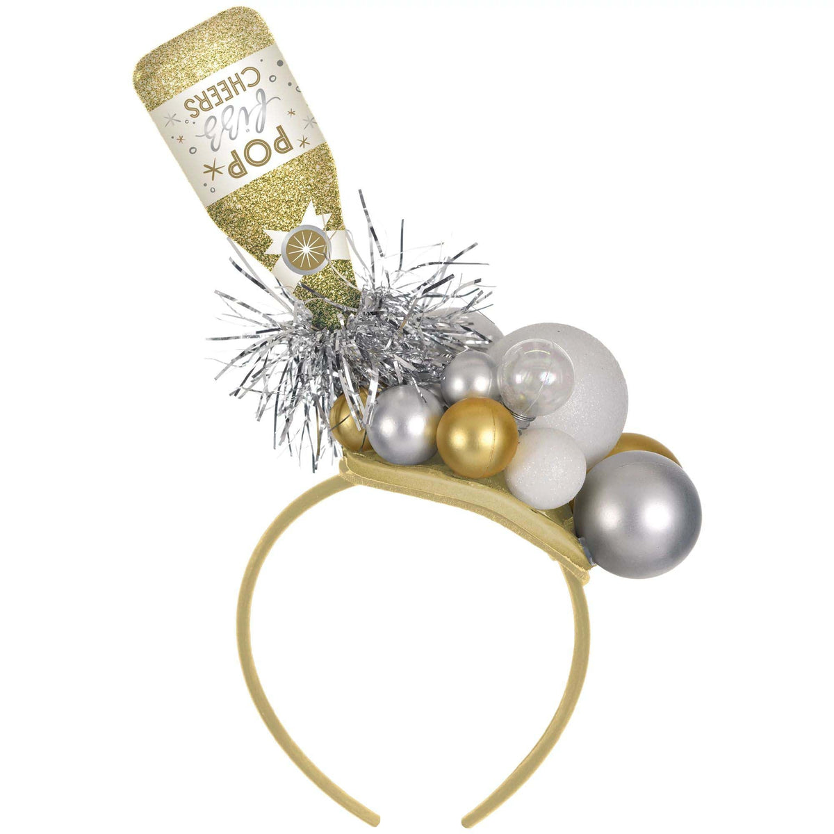 AMSCAN CA New Year New Year Bottle Bubbles Gold Headband, 1 Count