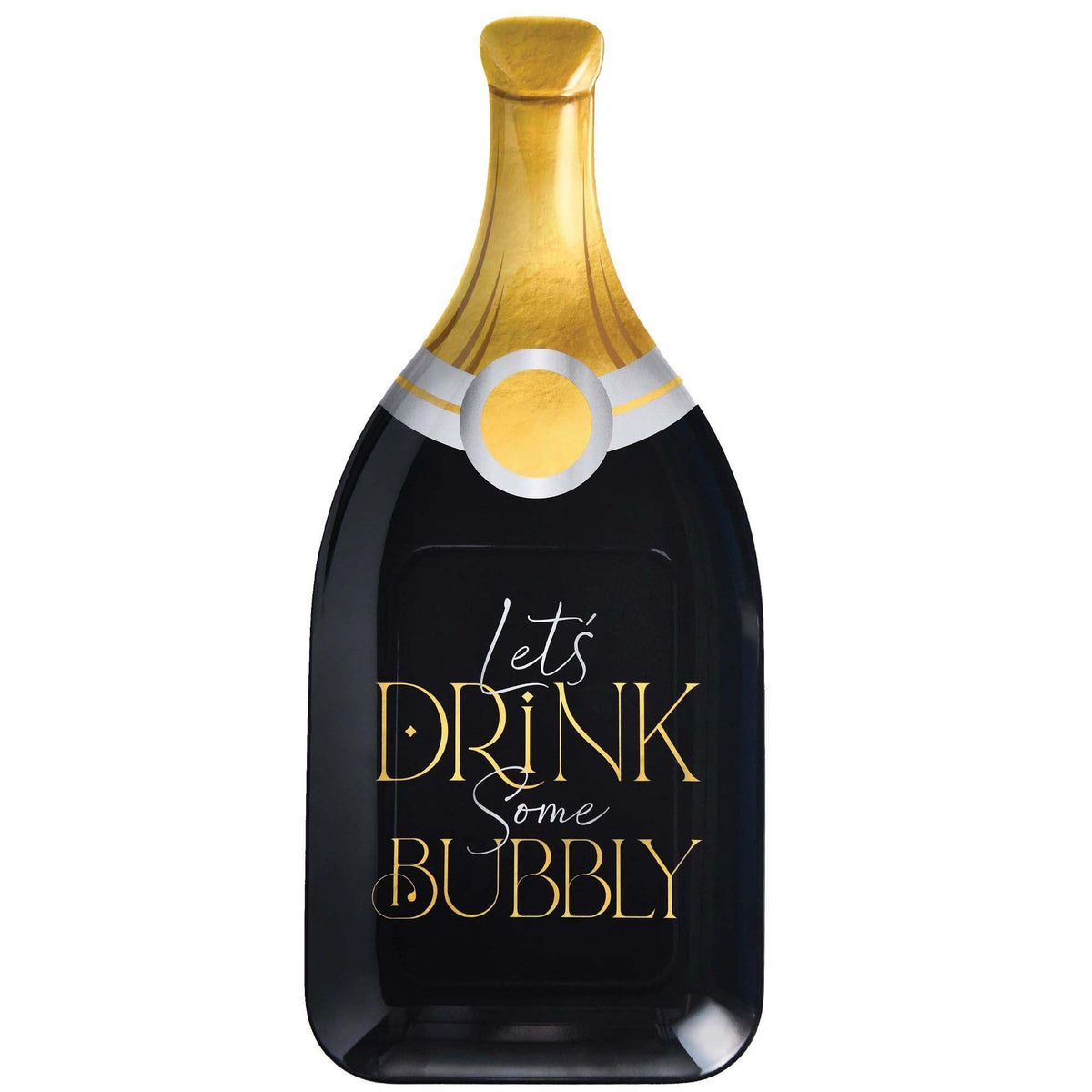 AMSCAN CA New Year New Year "Let's Drink Some Bubbly" Melamine Tray, 20 Inches, 1 Count 192937474198