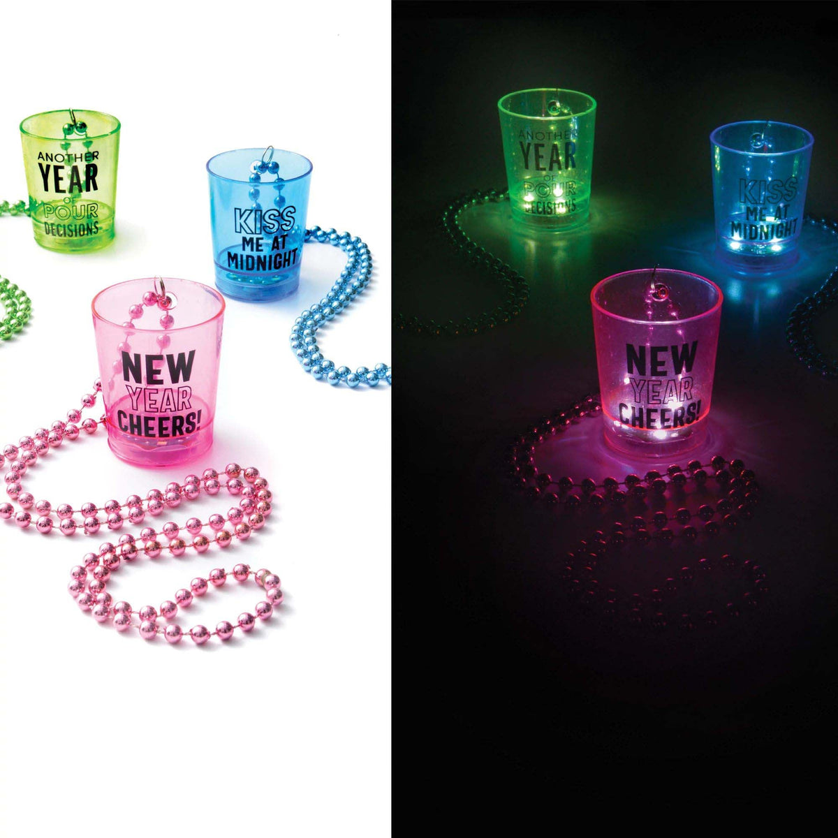 AMSCAN CA New Year New Year Necklace with Light-Up Shot Glass, 6 Count