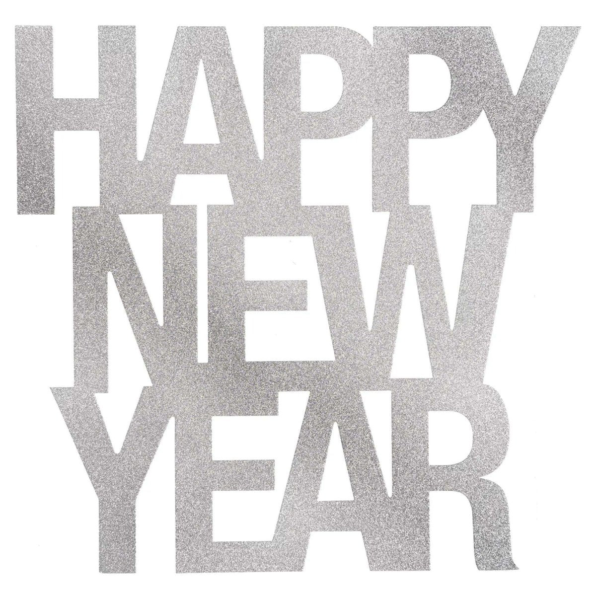 AMSCAN CA New Year Silver Happy New Year Glitter Cutout, 18 x 17.6 Inches, 1 Count 192937464106