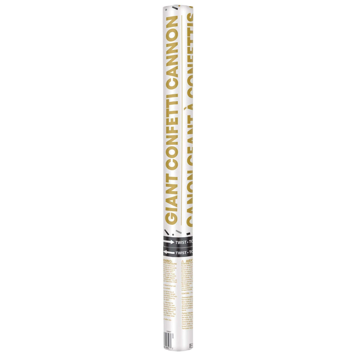 AMSCAN CA Party Supplies Giant Confetti Cannon, Black, Silver and Gold, 1 Count 192937381847