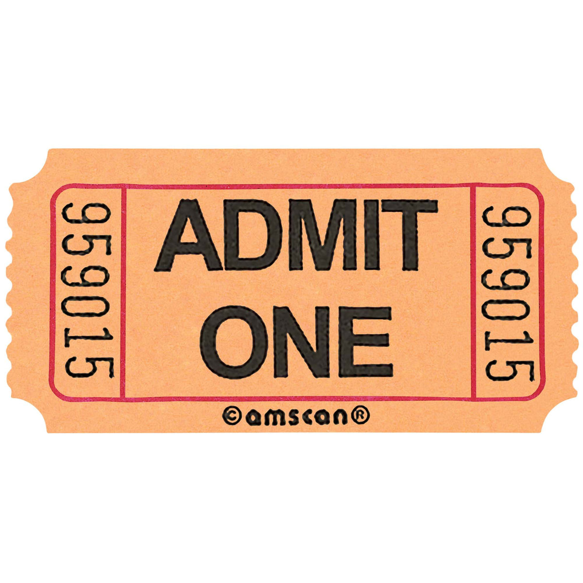 AMSCAN CA Party Supplies Single Ticket Roll, Orange, 2000 Count 013051690830