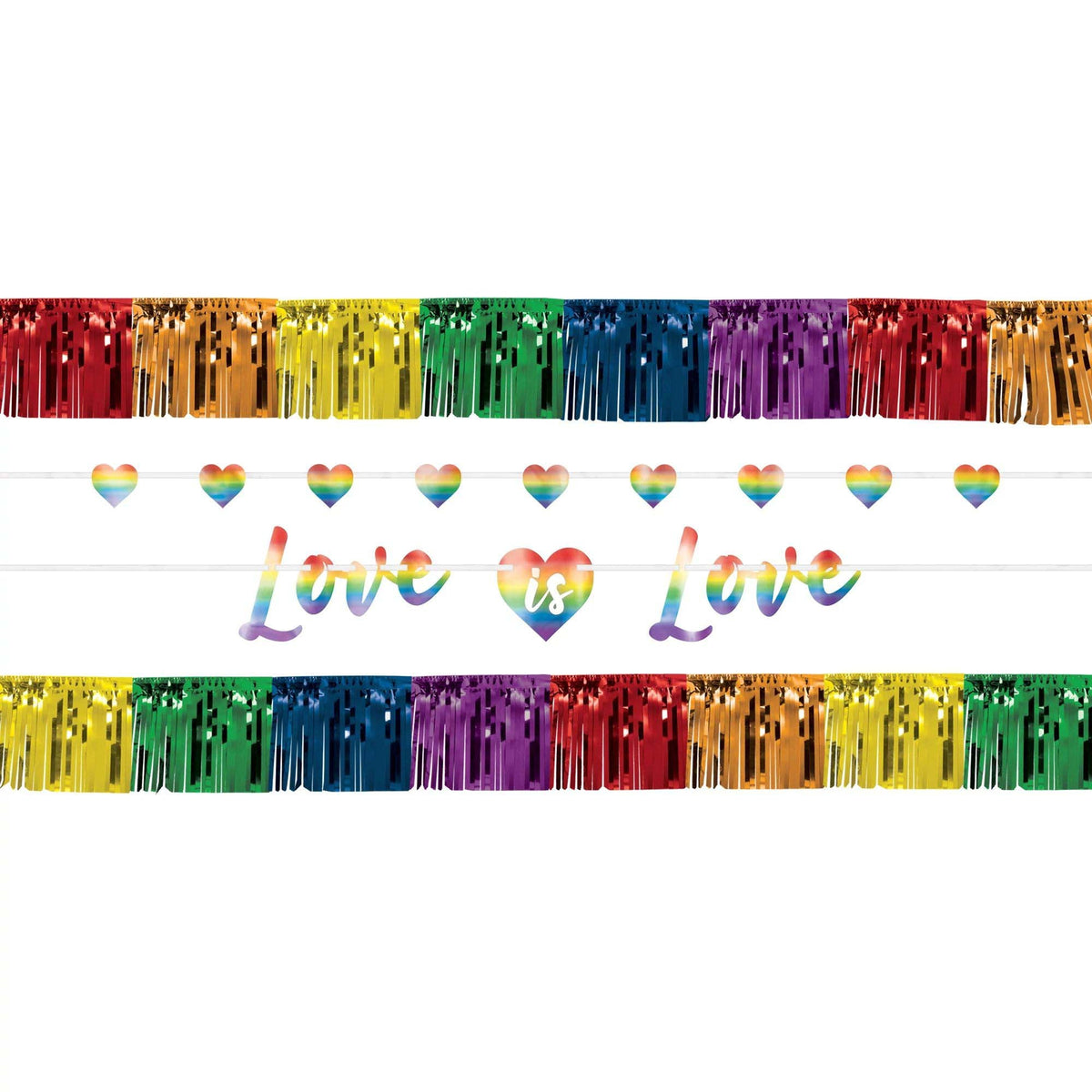 AMSCAN CA Pride Pride Love is Love Foil Paper Banner Kit, 4 Count
