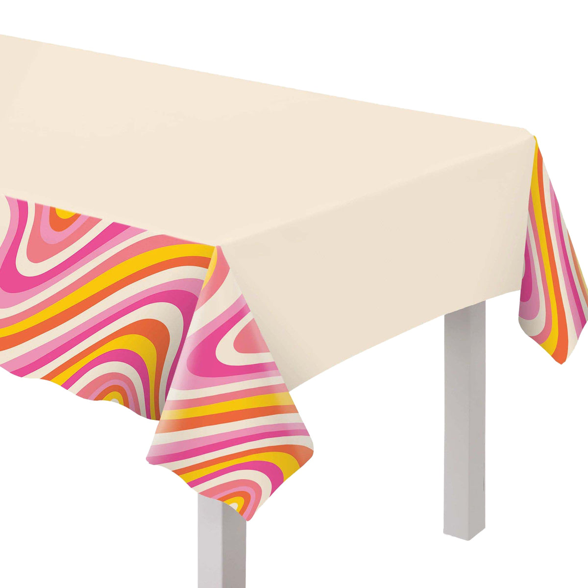 AMSCAN CA Summer Throwback Summer Rectangular Plastic Table Cover, 54 x 102 Inches, 1 Count
