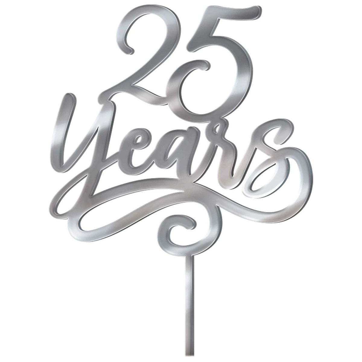 AMSCAN CA Wedding Anniversary Happy 25th Anniversary Silver Cake Topper, 1 Count