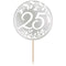 AMSCAN CA Wedding Anniversary Happy 25th Anniversary Silver Cupcake Picks, 24 Count