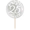 AMSCAN CA Wedding Anniversary Happy 25th Anniversary Silver Cupcake Picks, 24 Count