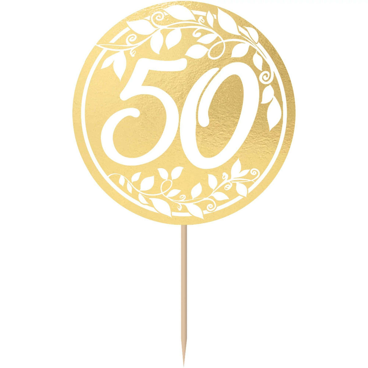 AMSCAN CA Wedding Anniversary Happy 50th Anniversary Gold Cupcake Picks, 24 Count