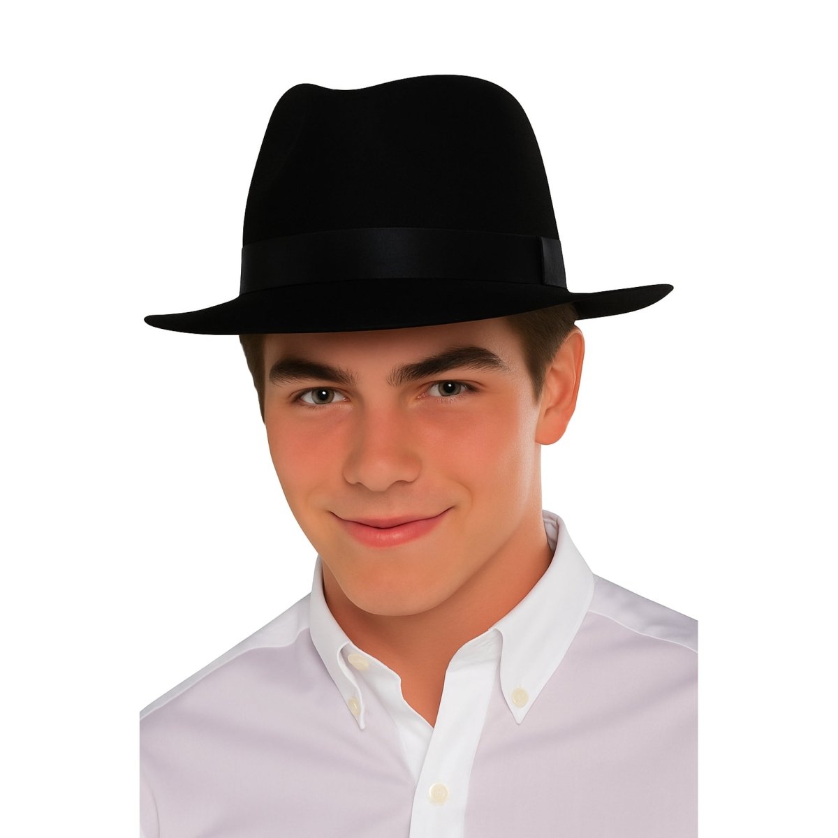 ANHUI LIGHT INDUSTRIES INTERNATIONAL Costume Accessories Black Gangster Hat with Black Band for Adults 840482501165