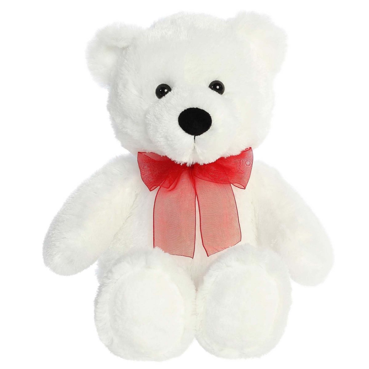 Aurora World Valentine's Day White Bear Plush with Red Bow, 10 Inches, 1 Count 092943502765
