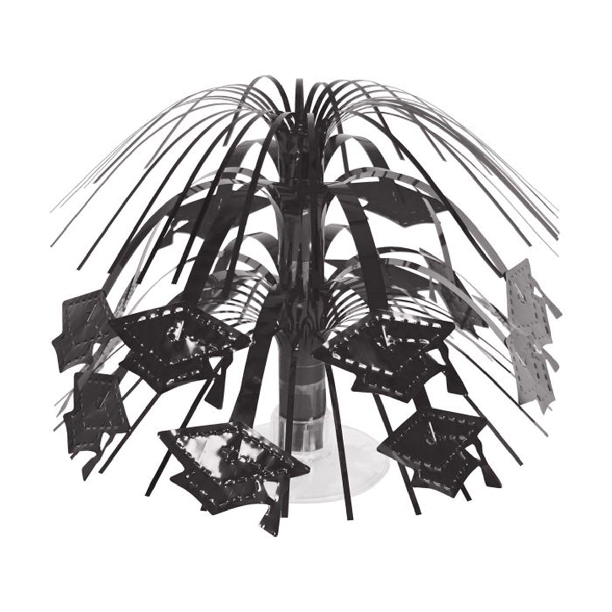 BEISTLE COMPANY Graduation Black Grad Cap Mini Cascade Centerpiece, 7.5 Inches, 1 Count 034689257929