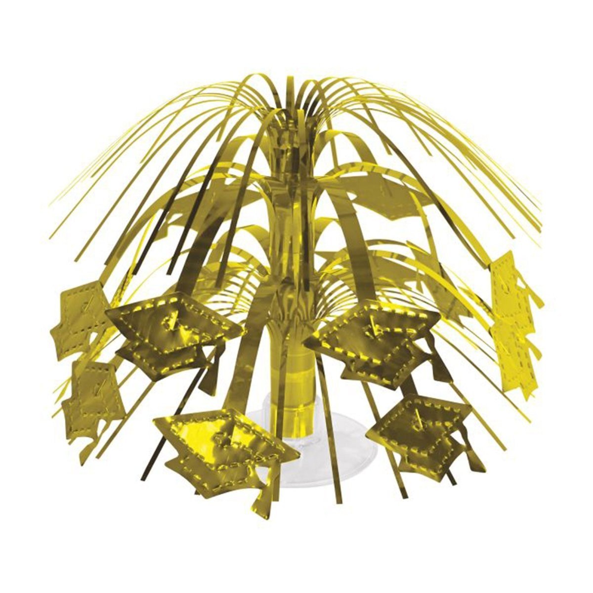 BEISTLE COMPANY Graduation Gold Grad Cap Mini Cascade Centerpiece, 7.5 Inches, 1 Count 034689257943