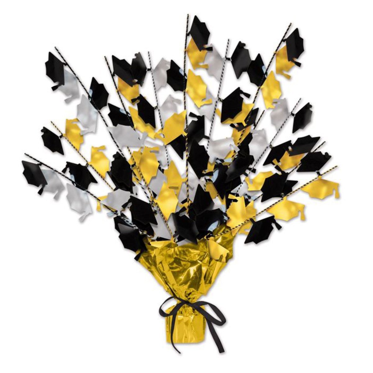 BEISTLE COMPANY Graduation Grad Gleam and Burst Centerpiece, Gold, Silver and Black, 15 Inches, 1 Count 034689078968