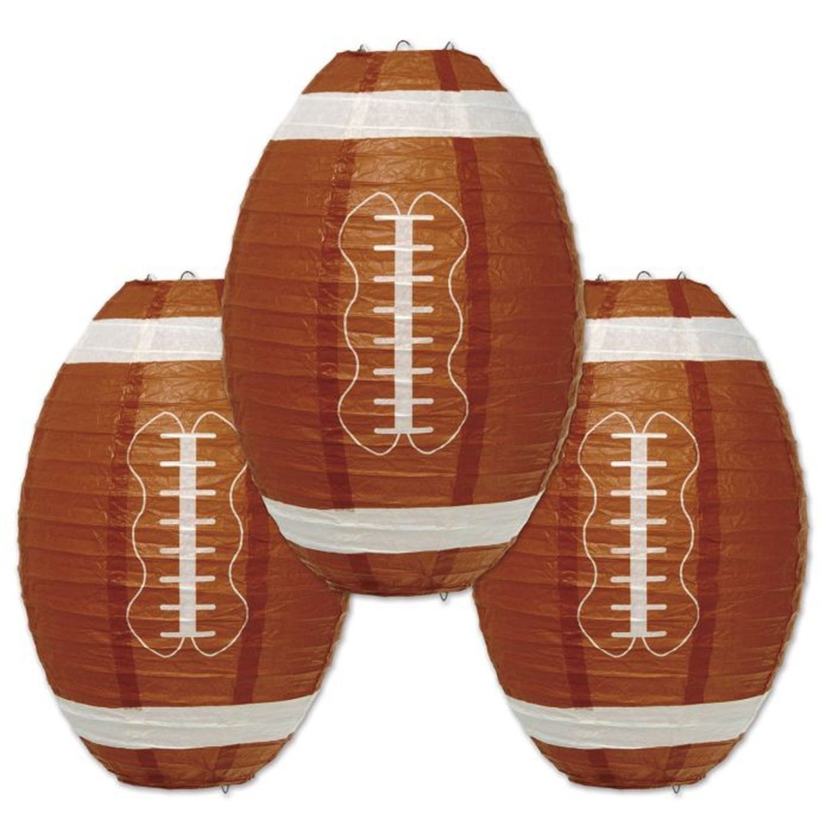 BEISTLE COMPANY Theme Party Football Shaped Paper Lanterns, 11 Inches, 3 Count 034689049111