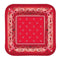 BEISTLE COMPANY Theme Party Western Red Large Square Lunch Paper Plates, 9 Inches, 8 Count 034689580157