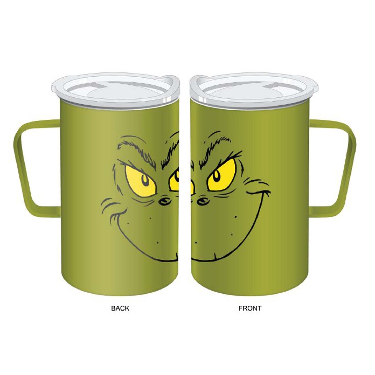 BIOWORLD Christmas The Grinch Green Mug with Cover, 16 Oz, 1 Count 197394395949