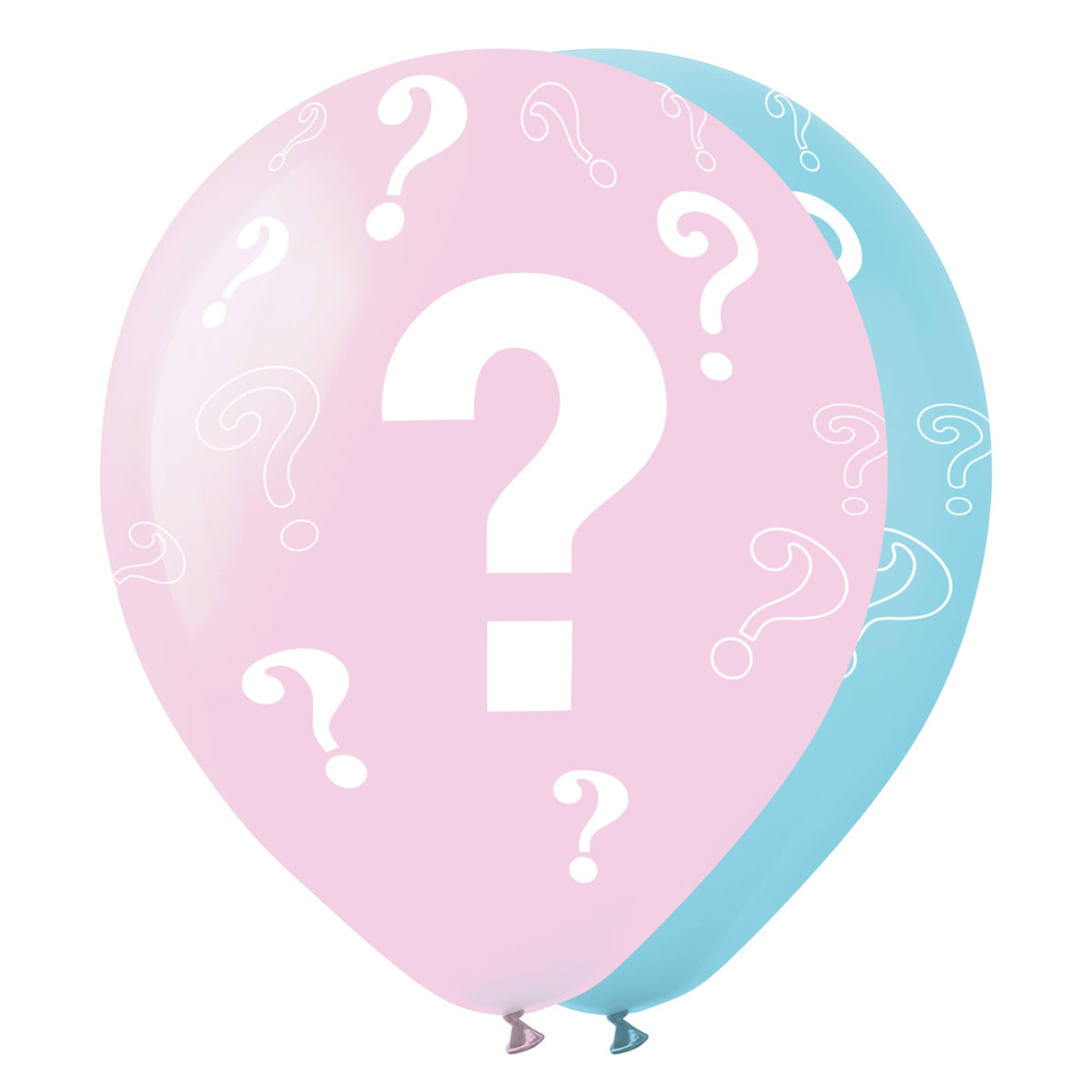 BK LATEX Baby Shower Pink and Blue Latex Balloons with Question Marks, 12 Inches, 15 Count 840482502124