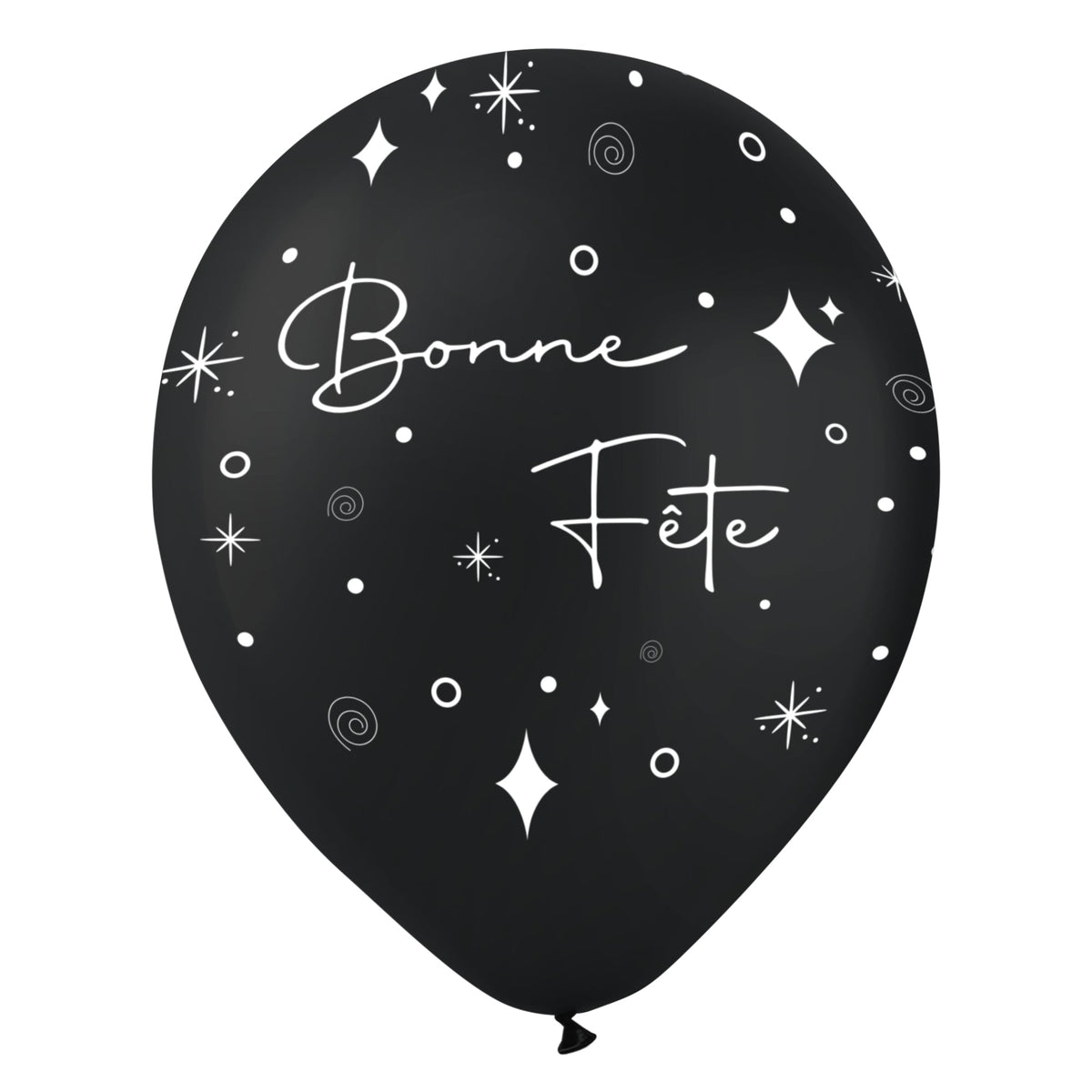 BK LATEX General Birthday Black "Bonne Fête" Latex Balloons, 12 Inches, 15 Count 840482502315