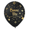 BK LATEX General Birthday Black "Bonne Fête" Latex Balloons, Gold, 12 Inches, 15 Count 840482502193