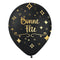 BK LATEX General Birthday Black "Bonne Fête" Latex Balloons, Gold, 12 Inches, 15 Count 840482502193