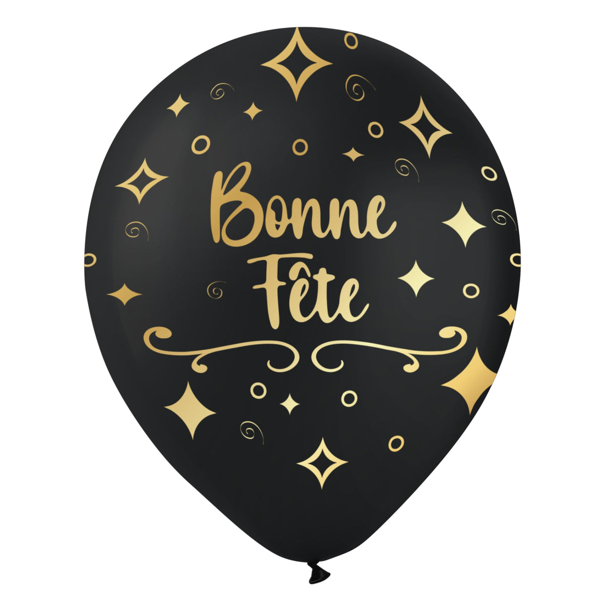 BK LATEX General Birthday Black "Bonne Fête" Latex Balloons, Gold, 12 Inches, 15 Count 840482502193