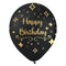 BK LATEX General Birthday Black Happy Birthday Latex Balloons, Gold, 12 Inches, 15 Count 840482502209