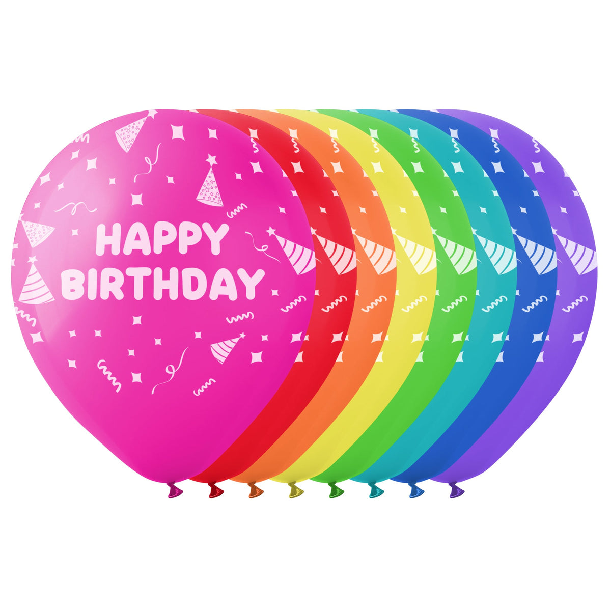 BK LATEX General Birthday Bright Rainbow Happy Birthday Latex Balloons, 12 Inches, 15 Count 840482502148
