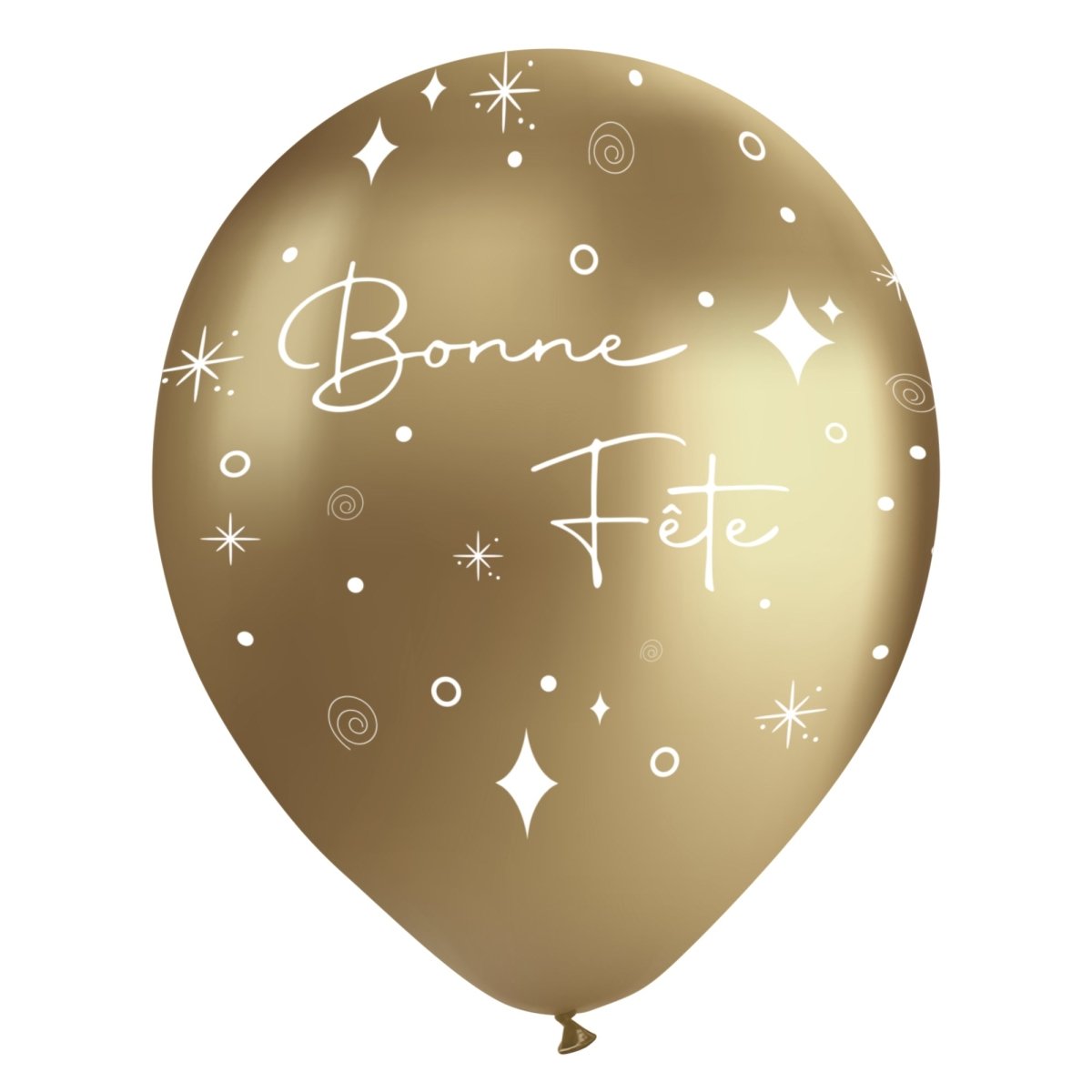 BK LATEX General Birthday Chrome Gold "Bonne Fête" Latex Balloons, White, 12 Inches, 15 Count 840482502292