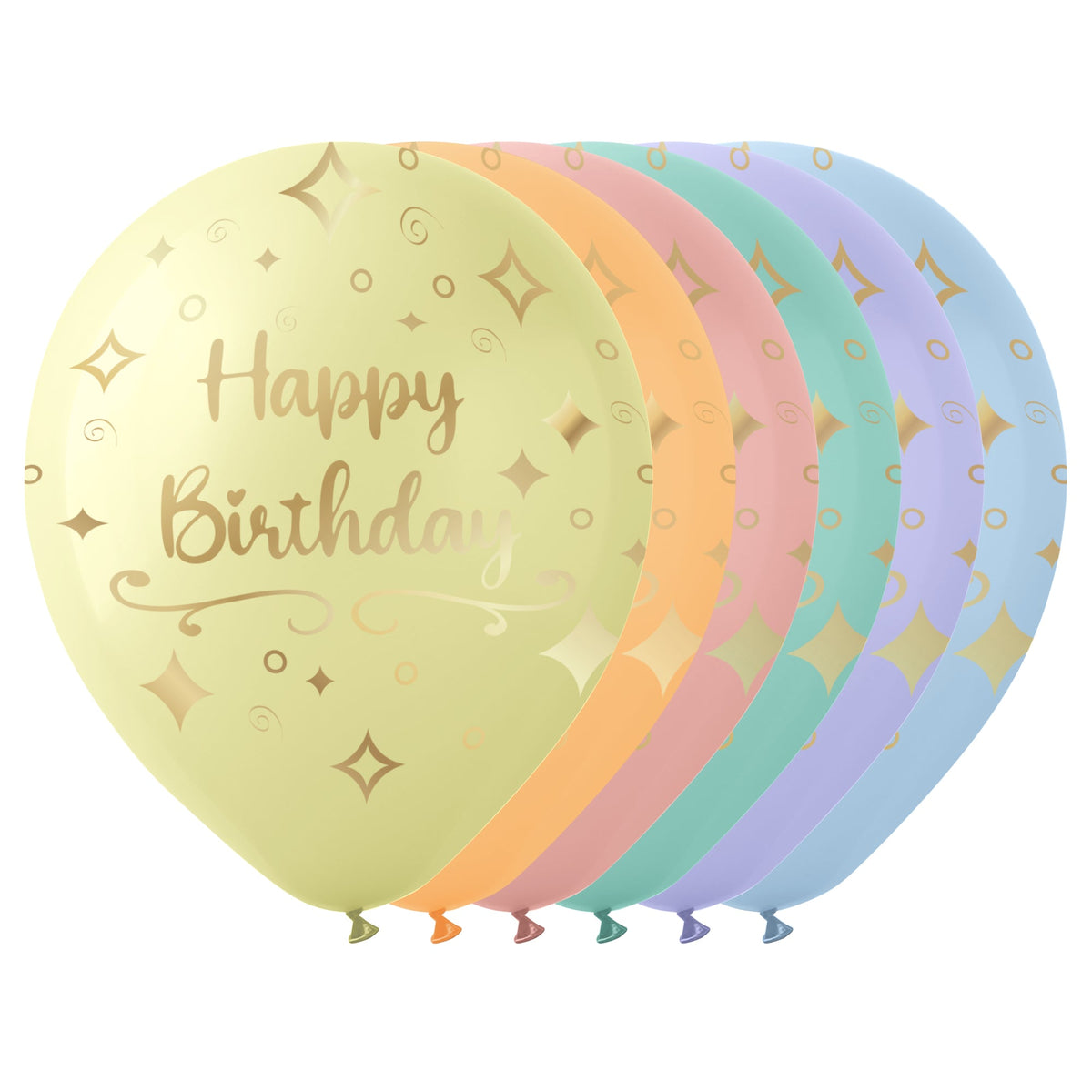 BK LATEX General Birthday Macaroon Happy Birthday Latex Balloons, Gold, 12 Inches, 15 Count 840482502155