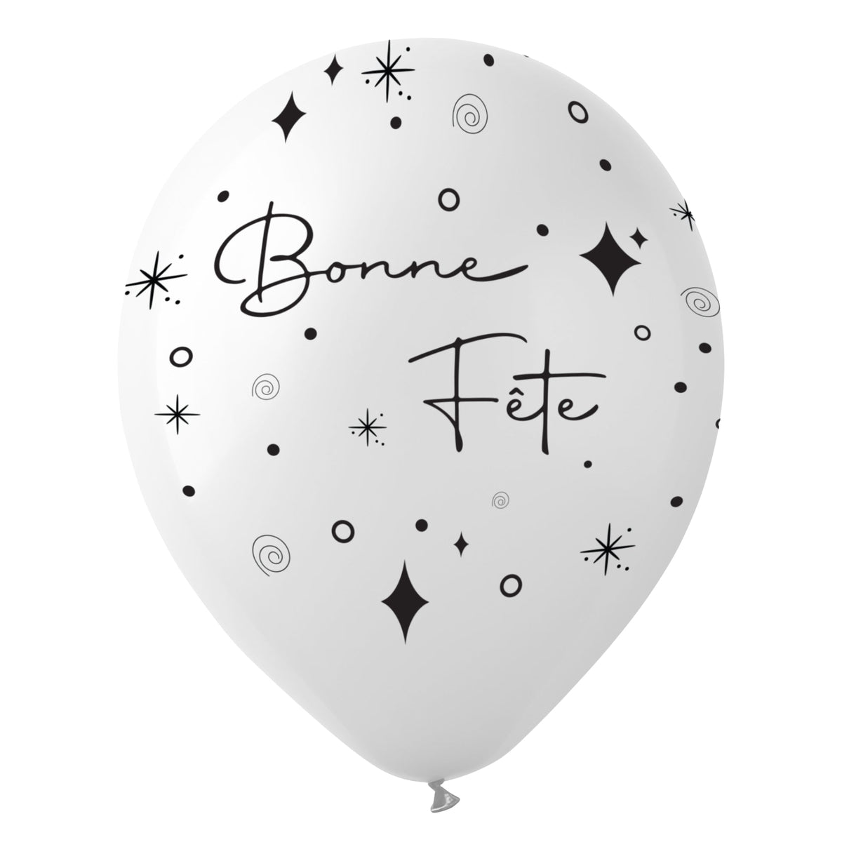 BK LATEX General Birthday Pearl White "Bonne Fête" Latex Balloons, 12 Inches, 15 Count 840482502230