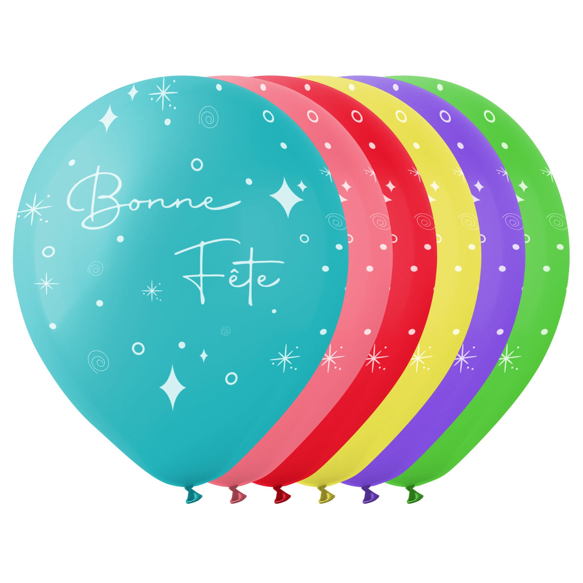 BK LATEX General Birthday Rainbow "Bonne Fête" Latex Balloons, 12 Inches, 15 Count 840482502100